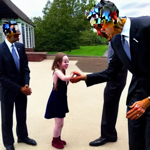 Prompt: amelia watson finally shakes hands with her hero, barack obama