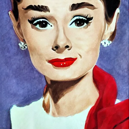 Prompt: audrey hepburn art by giulio campagnola