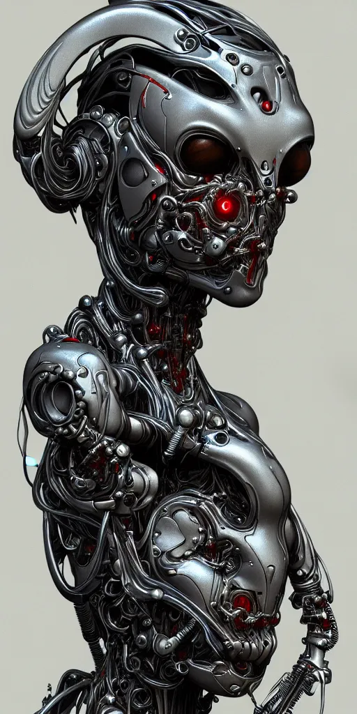 Image similar to portrait of a cyborg woman by Gustave Doré, biomechanical, hyper detailled, trending on artstation