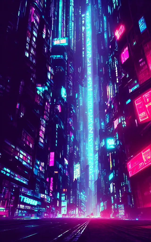 Image similar to concept art of a magnificent dark neon futuristic cyberpunk city bustling street at night cyberart in the style of liam wong in the film akira rendered in octane, 3 d render, trending on cgsociety, blender 3 d, displacement mapped,