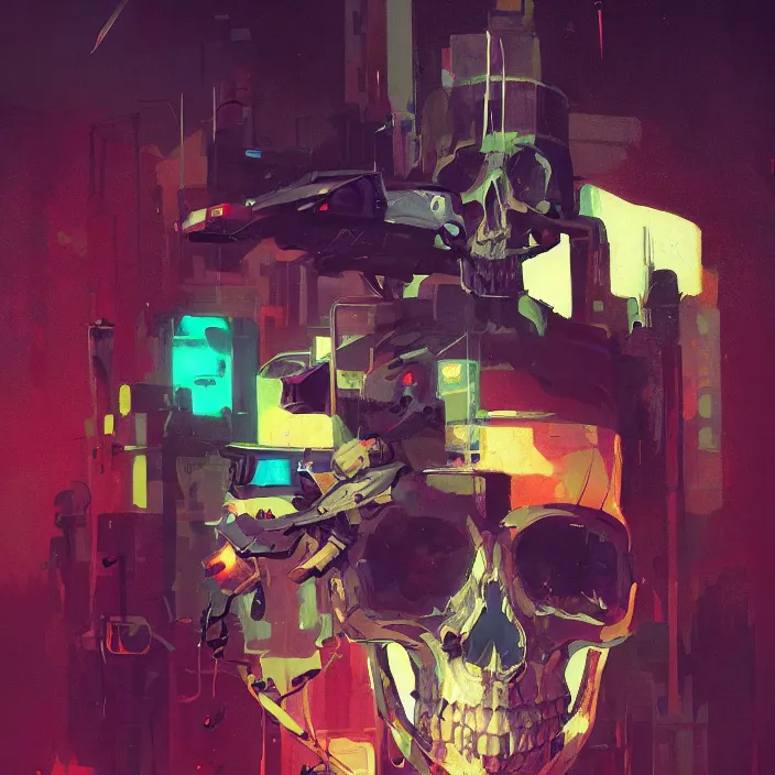 Prompt: a colorful comic noir illustration painting of a cyberpunk skull by sergey kolesov and greg rutkowski and pascal blanche. in style of digital art, symmetry, sci fi, hyper detailed. octane render. trending on artstation