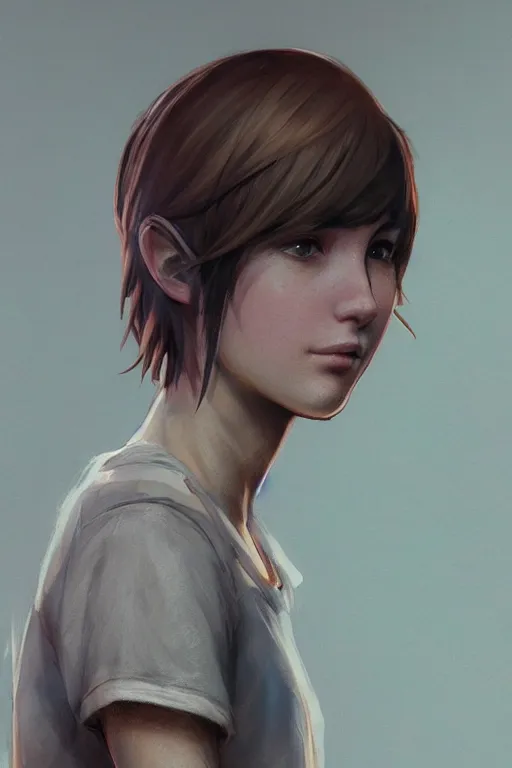 Prompt: detailed concept art portrait of max caulfield from life is strange, youth, cute, on a depth of field background, artstation, award - winning realistic sci - fi concept art by jim burns and greg rutkowski, beksinski, a realism masterpiece, expressive color palette, james gilleard, bruegel, alphonse mucha, and yoshitaka amano