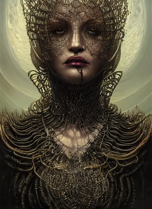 Image similar to full portrait of queen of the last hive, black metal shiny skin. intricate, elegant, highly detailed, centered, digital painting, artstation, concept art, smooth, sharp focus, illustration, artgerm, tomasz alen kopera, peter mohrbacher, donato giancola, joseph christian leyendecker, wlop, frank frazetta