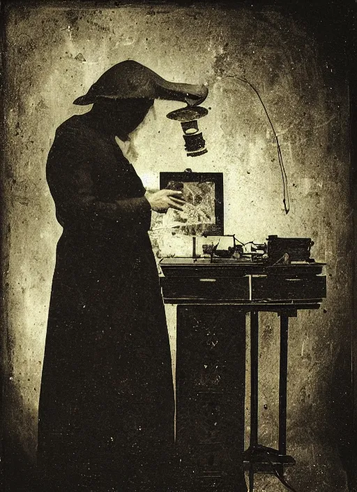 Prompt: old wetplate daguerreotype archetype portrait of a architect dreaming about his creations, explosion of data fragments, fractal, intricate, elegant, highly detailed, parallax, leica, medium format, subsurface scattering, by jheronimus bosch and greg rutkowski and louis jacques mande daguerre