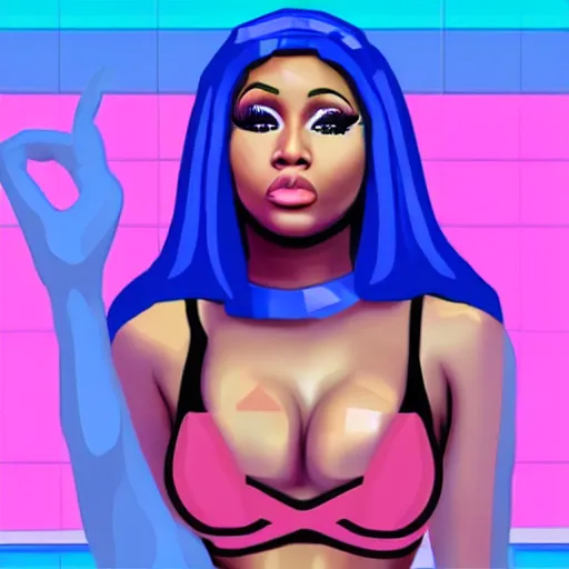 Prompt: nicki minaj famous rapper beautiful. IN MINECRAFT.