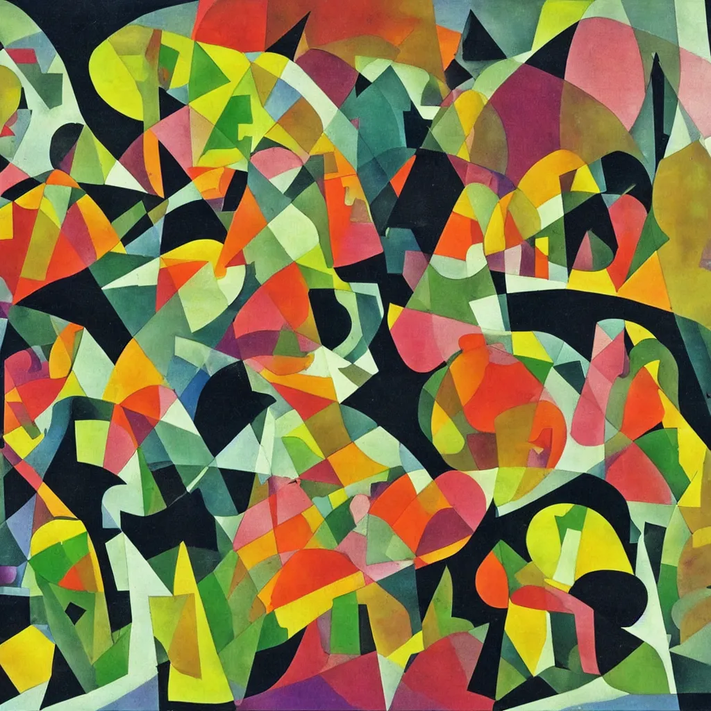 Image similar to apples and mangos in the style of eileen agar, surreal, noise, stroke cutout album cover art