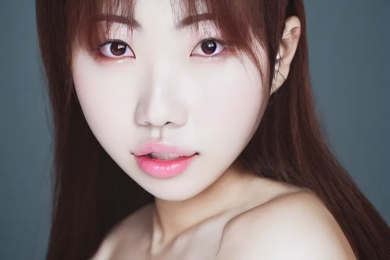 Prompt: studio photo portrait of korean idol girl, photorealistic, 50mm