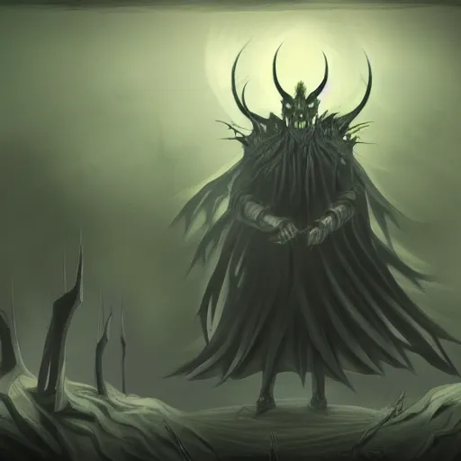 Image similar to darklord amdusc as a monster, art style, scary atmosphere, nightmare - like dream