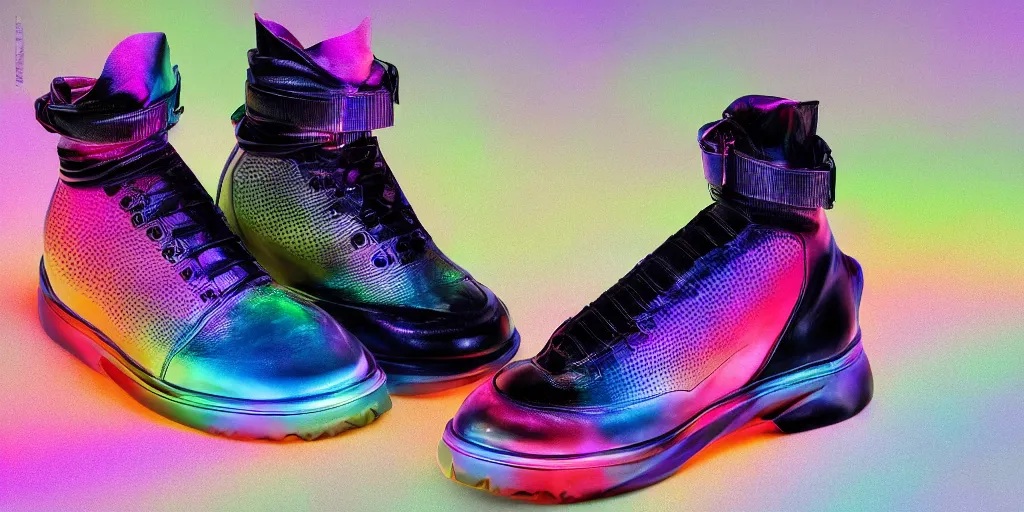 Image similar to futuristic balenciaga and vetements sneakers by felipe pantone ultra rendered extreme realism and detail, 8 k, highly detailed, realistic, pbr, surreal, hyper realistic, colorful, direct lighting, photorealistic,