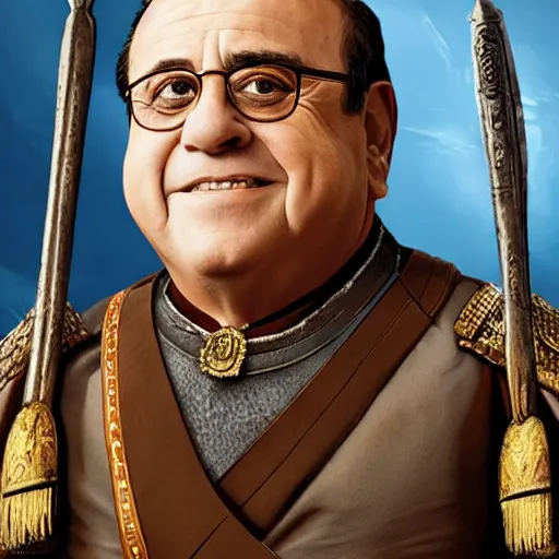 Image similar to portrait of danny devito as a roman officer in the punic wars