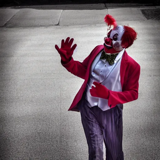 Image similar to a man slapping a clown after being insulted , XF IQ4, 150MP, 50mm, f/1.4, ISO 200, 1/160s, natural light, Adobe Photoshop, Adobe Lightroom, DxO Photolab, polarizing filter, Sense of Depth, AI enhanced, HDR