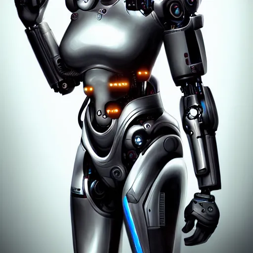 Image similar to beautiful girl cyborg, fullbody, full shot, hyper realistic, concept art, artstaition, deviantart