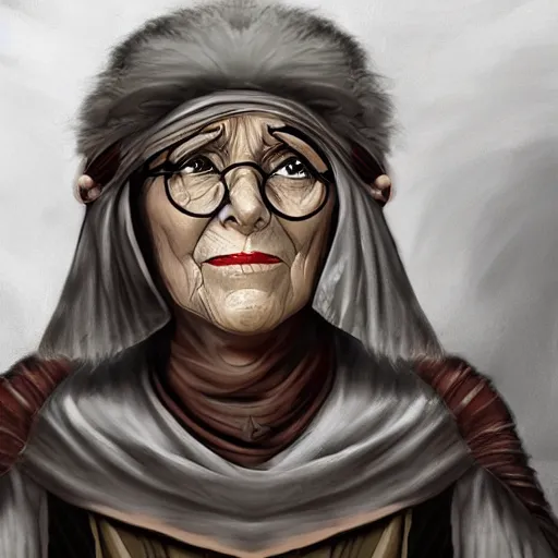 Prompt: old woman warriot fantasy, d & d, digital art