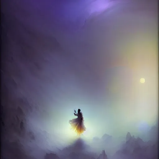 Prompt: the moonlit dance of the fae by marcel caram and elena vizerskaya and ivan aivazovsky, impresion de giclee arte abstracto, fantasy space, 8 k, award winning, atmospheric, artstation, surreal, abstract, pastels, matte, volumetric lighting