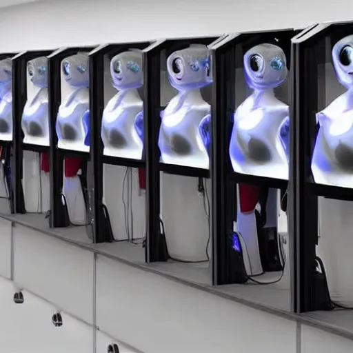 Image similar to Attractive female robot guarding a wall of computers