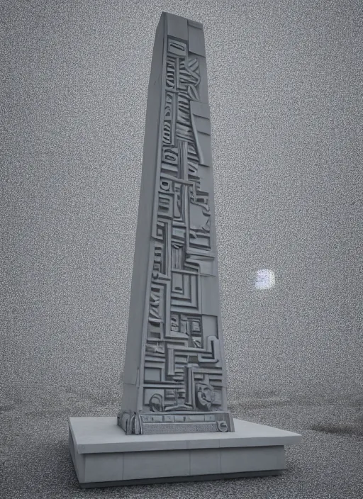 Image similar to highly detailed realistic architecture 3 d render of a futurisctic stele monument made from little atomiums brussels standing near a highway, archdaily, made in unreal engine 4 octane render