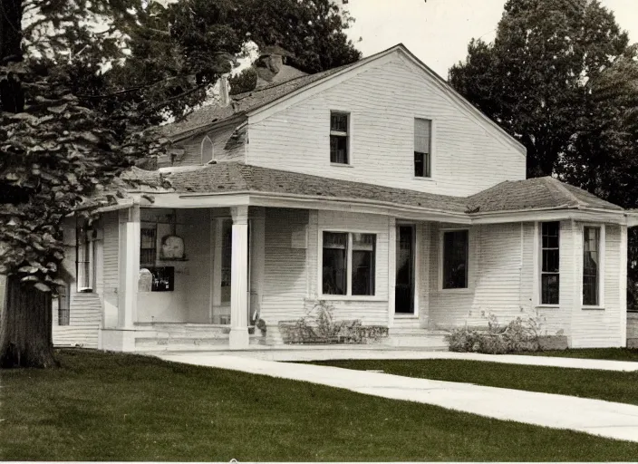 Prompt: an average house in the suburbs from the 1950’s