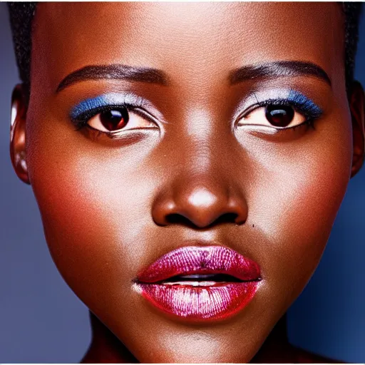 Image similar to Fully-clothed full-body close-up portrait of Lupita Nyong'o, XF IQ4, 50mm, F1.4, studio lighting, professional, 8K