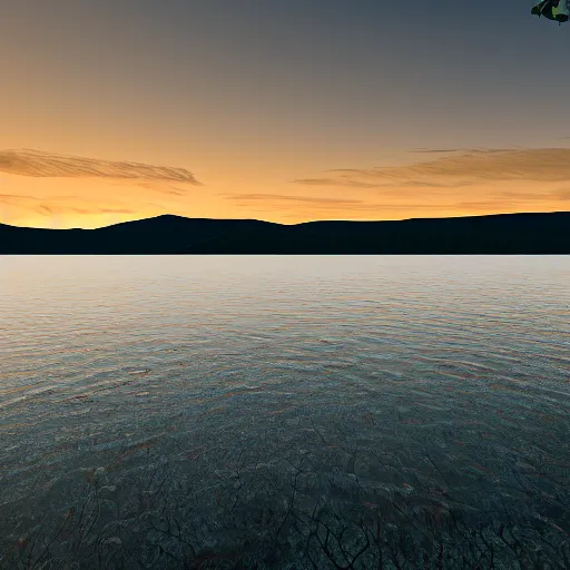 Image similar to landscape at dawn, lake view, ultra realistic, 8 k