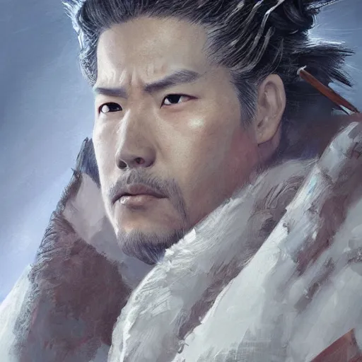 Image similar to a beautfiul award winning commission portrait of a samurai,digital art,art by greg rutkowski,character design by charles bowater,photorealistic,ross tran,hyperdetailed,detailed face,fascinating,2021,western comic style