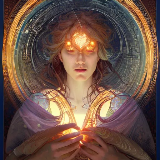 Prompt: The heart beat of the universe, intricate, highly detailed, digital painting, artstation, concept art, sharp focus, cinematic lighting, illustration, art by artgerm and greg rutkowski, alphonse mucha, cgsociety