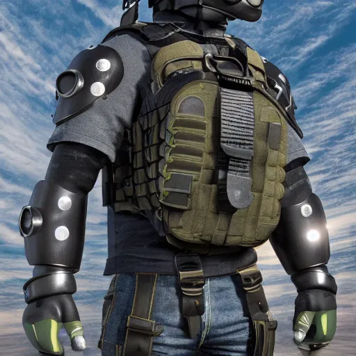 Image similar to minion styled tactical gear armor, 8 k shot, hd photo, reflection on metal