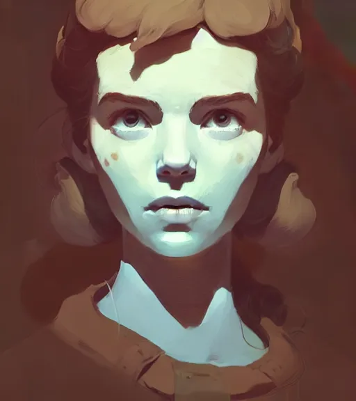 Image similar to portrait of a woman raised on the island face tatooes by atey ghailan, by greg rutkowski, by greg tocchini, by james gilleard, by joe fenton, by kaethe butcher, dynamic lighting, gradient light blue, brown, blonde cream and white color scheme, grunge aesthetic