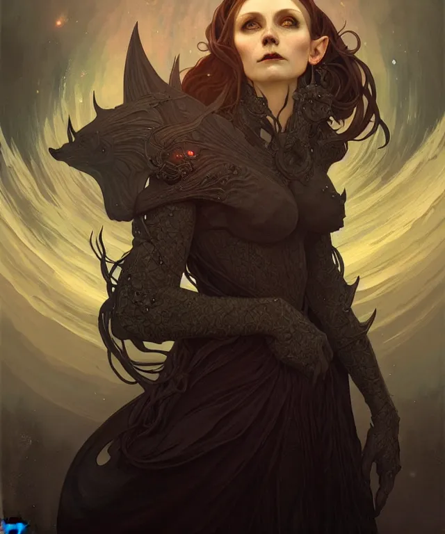 Prompt: cottagecore Midna Twili portrait, dark surrealism , fantasy, intricate, elegant, highly detailed, digital painting, artstation, concept art, smooth, sharp focus, illustration, art by artgerm and greg rutkowski and alphonse mucha