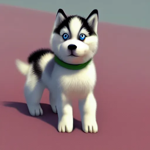 Image similar to husky puppy animated in ghibli style