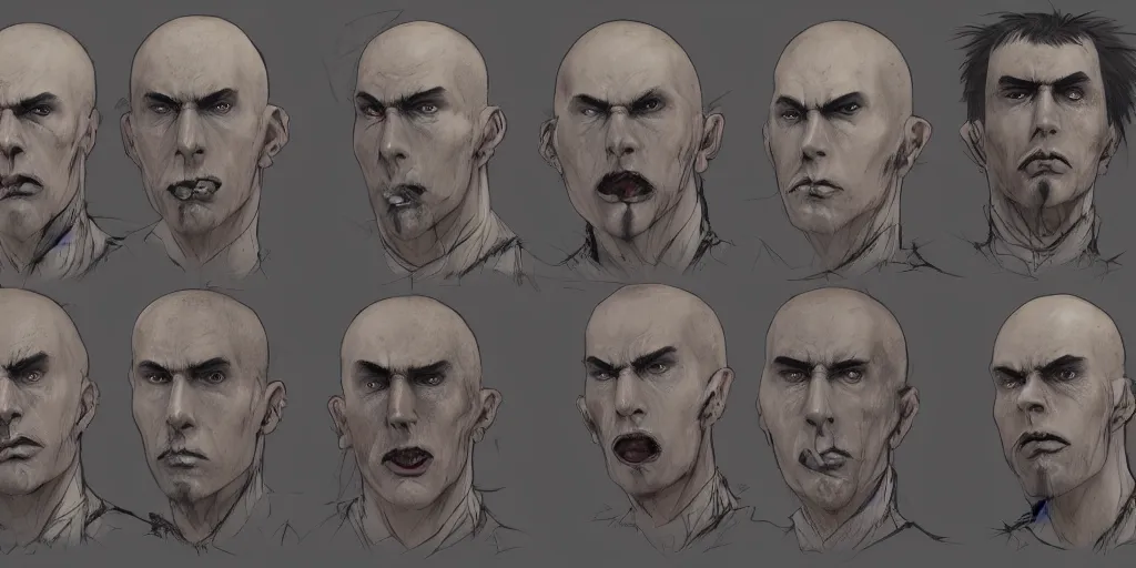 Prompt: gothic character head detail designs, Enki Bilal, Milo Manara, Greg Rutkowski, character sheet, Darek Zabrocki, Karlkka, Jayison Devadas, Phuoc Quan, trending on Artstation, 8K, ultra wide angle, pincushion lens effect