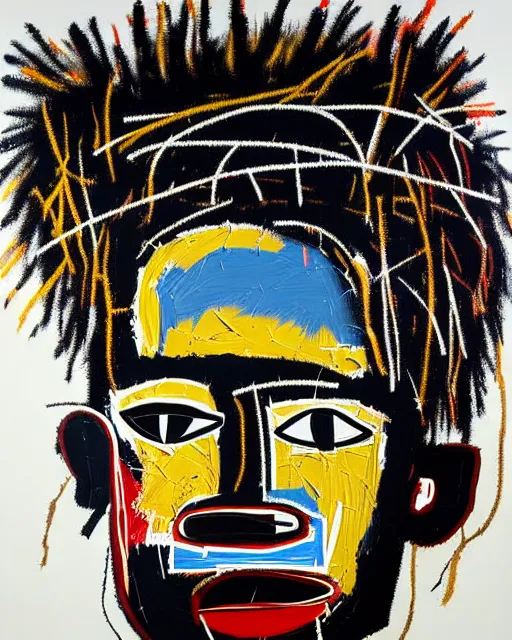 Image similar to A extremely highly detailed majestic hi-res beautiful immaculate head and shoulders award winning painting masterpiece of the face of a strong black african man by Jean-Michel Basquiat, 8k, high textures, hyper sharp, insanely detailed and intricate, super detailed, 8k HDR high quality