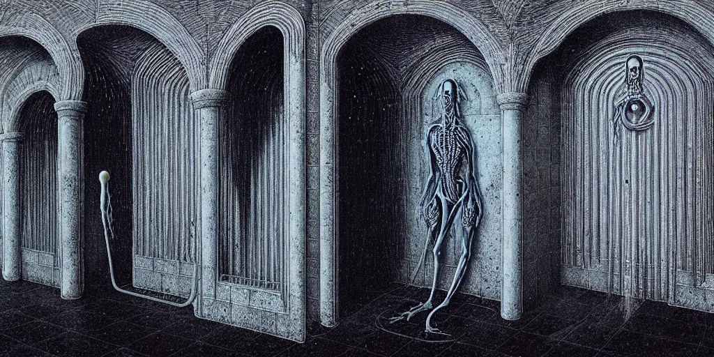 Image similar to a mystical wall by thomas ligotti and wayne barlowe