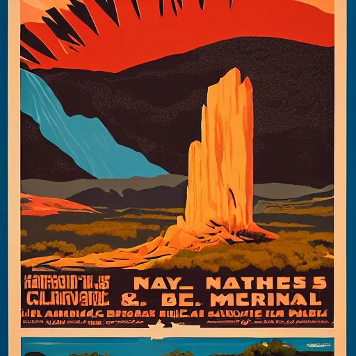 Image similar to vintage national park poster for mars