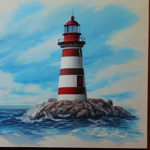 Image similar to painting of islands of adventure lighthouse, artstation