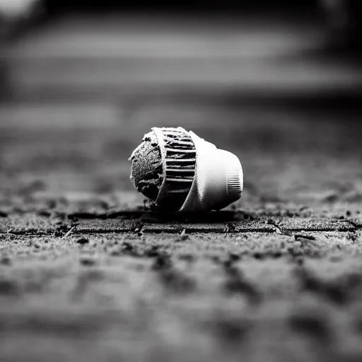 Image similar to detailed photograph of a levitating ice cream cone with hairy, wriggling spider legs protruding below. shallow depth - of - field. moody light.