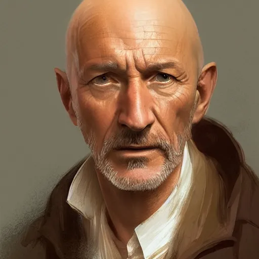 Prompt: portrait of John Locke from Lost as a detective, highly detailed, digital painting, artstation, concept art, sharp focus, illustration, art by artgerm and greg rutkowski and alphonse mucha
