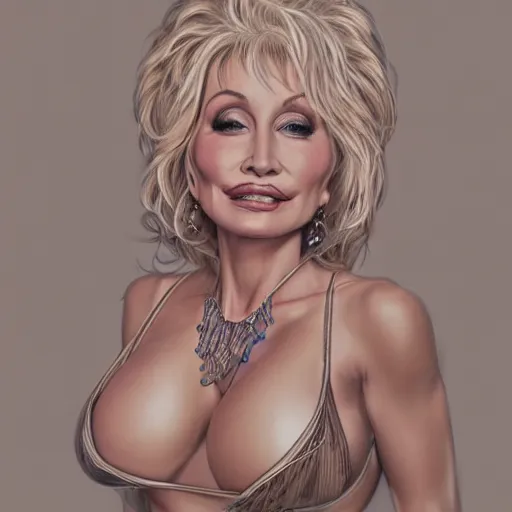 Image similar to Portrait of Dolly Parton, intricate upper body, whole body, highly detailed, digital painting, artstation, concept art, smooth, sharp focus, illustration, art by Hajime Sorayama