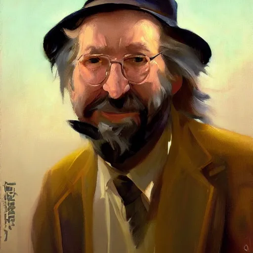 Image similar to greg manchess portrait painting of jim henson, medium shot, asymmetrical, profile picture, organic painting, sunny day, matte painting, bold shapes, hard edges, street art, trending on artstation, by huang guangjian and gil elvgren and sachin teng