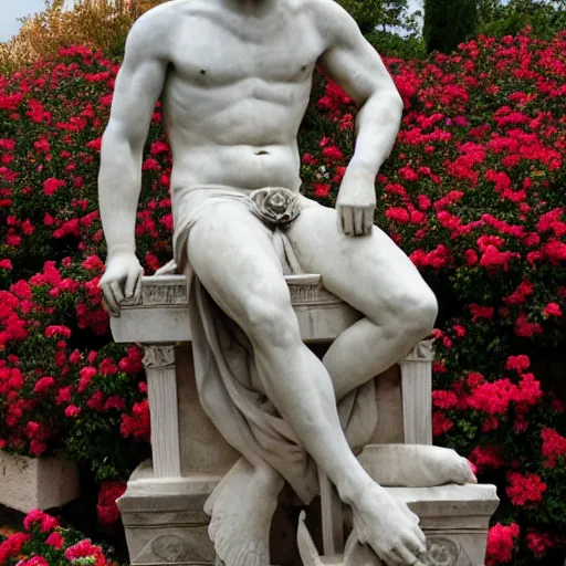 Image similar to greek statue covered in roses