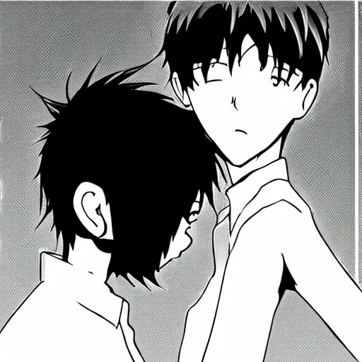 Image similar to shinji ikari and kaworu nagisa kissing, HD