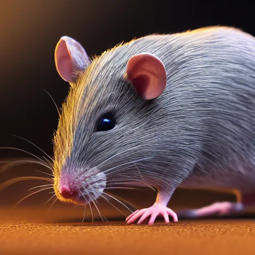 Image similar to the most detailed rat you've ever seen, 4 k, ultra real, 3 d, uhd, nvidia ray tracing, photorealism, crisp, macro lense, e 3 demo,