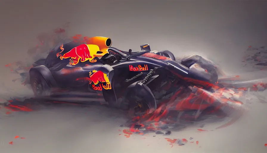 Image similar to a beautiful painting of the red bull, ray traced lighting by kalin popov and greg rutkowski