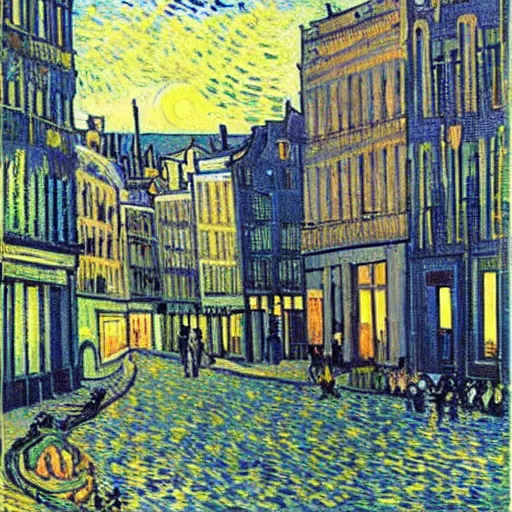 Prompt: city of kortrijk i' a van Gogh