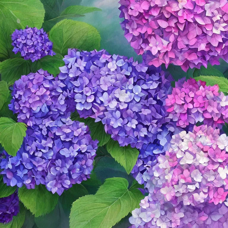 Prompt: a beautiful painting of hydrangea, clematis theme logo, clematis theme banner, clematis design, clematis in the deep sea, clematis like stars in the sky, hydrangea, trending on artstation, warm light, lovely and cute, fantasy art, 8 k resolution, highly detailed