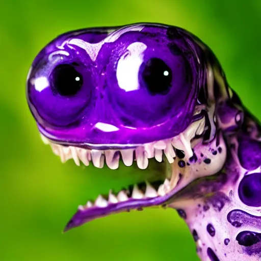 Prompt: a purple liquid monster with 3 eyes