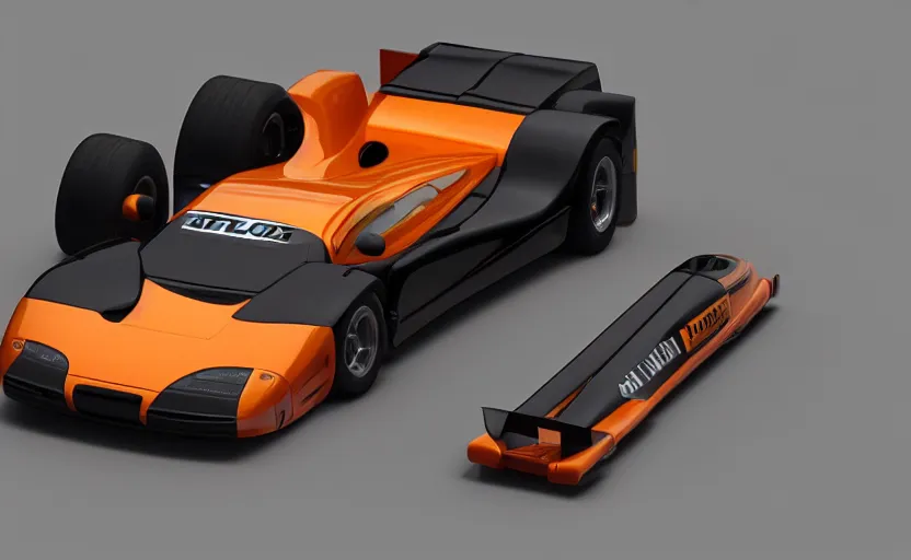 Image similar to “A 1998 McLaren F1 road car, in the style of Pixar, octane 3d render, 8k, studio lighting”