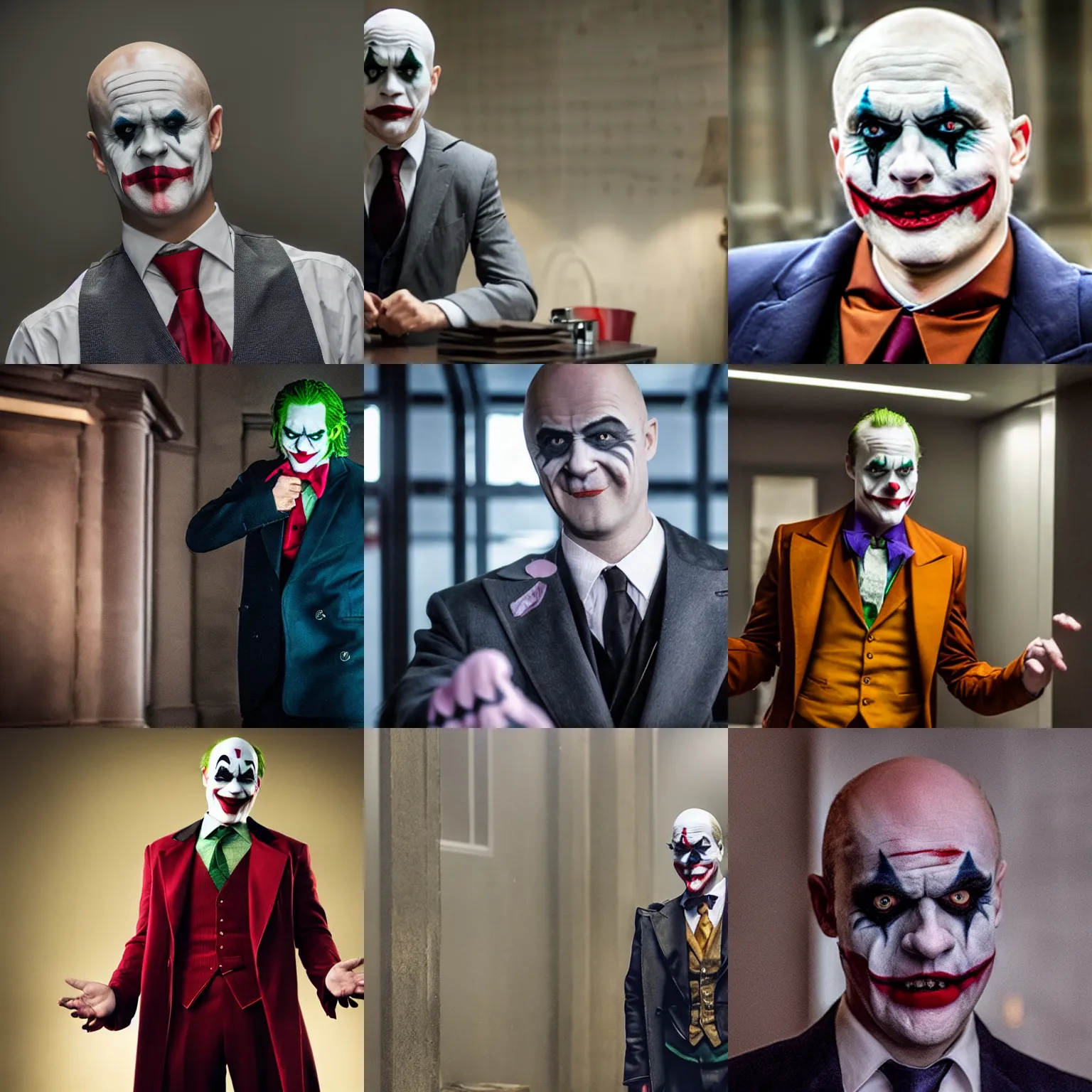 Prompt: A still of Fredrik Reinfeldt as Joker in Joker