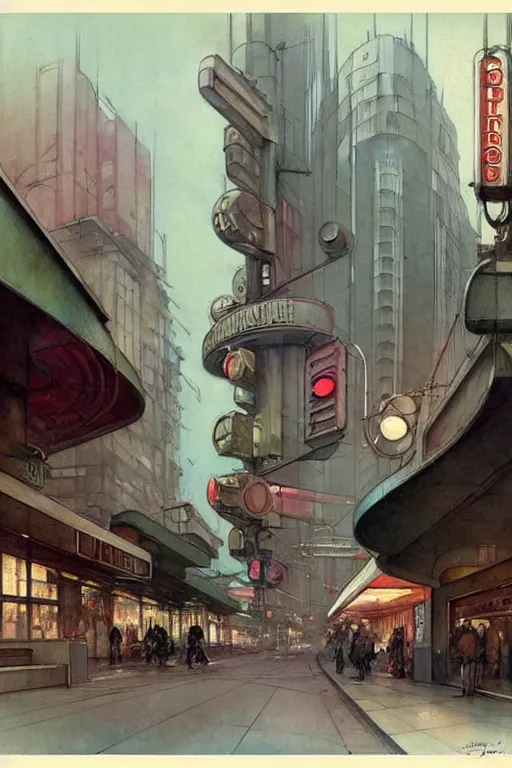 Image similar to ( ( ( ( ( taliesin 1 9 5 0 s retro future art deco city street design. muted colors. ) ) ) ) ) by jean - baptiste monge!!!!!!!!!!!!!!!!!!!!!!!!!!!!!!