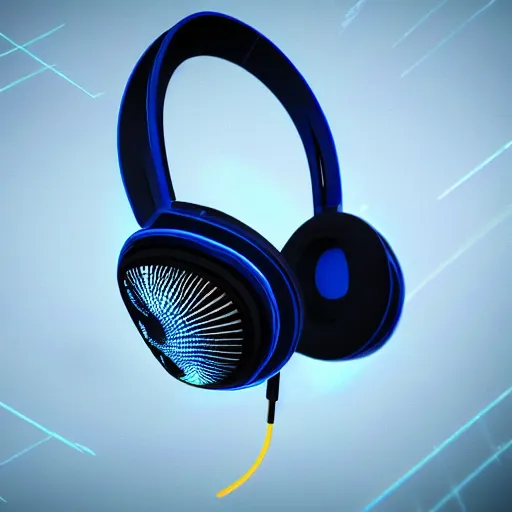 Prompt: Headphones with the pattern of an Emperor angelfish, ray tracing, hyperdetailed, hyperrealistic, cyberpunk, octane render, hdri, 4k