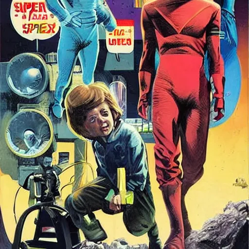 Image similar to Alex Ross and Sergio Bleda and Jérémy Petiqueux and Alex Maleev artwork of a boy super scientist in a retro space costume